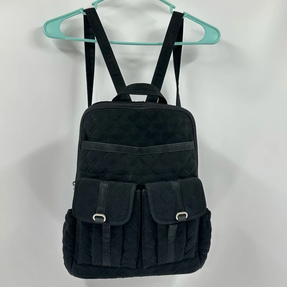 Vera Bradley Black Quilted Campus Back-pack Microfiber - Picture 11 of 14